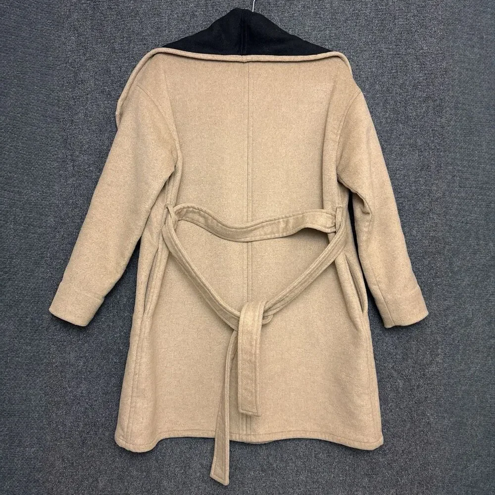 MNG Basics Mango Waterfall Wool Blend Belted Coat L Winter Minimalist Outerwear
